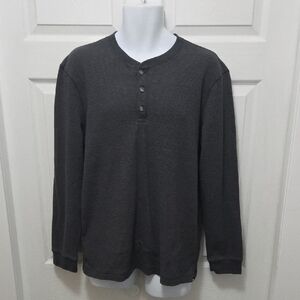 Eddie Bauer Size Large Dark Gray Long Sleeve Henley
